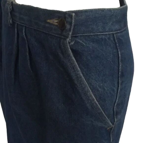 Vintage Denim Skirt, 41" Waist, Butttoned Vent, Pockets, Blue, Knee length - Picture 10 of 15
